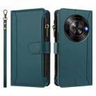 For ZTE Blade A75 5G / Nubia Focus 5G Magnetic Closure 9 Card Slots Zipper Leather Case with Hand Strap(Dark Green) - 2