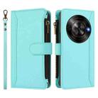 For ZTE Blade A75 5G / Nubia Focus 5G Magnetic Closure 9 Card Slots Zipper Leather Case with Hand Strap(Mint Green) - 2