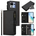 For ZTE Blade V50 Vita Magnetic Closure 9 Card Slots Zipper Leather Case with Hand Strap(Black) - 1