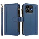 For ZTE Blade V60 4G / Axon 60 4G Magnetic Closure 9 Card Slots Zipper Leather Case with Hand Strap(Dark Blue) - 2