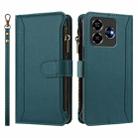 For ZTE Blade V60 4G / Axon 60 4G Magnetic Closure 9 Card Slots Zipper Leather Case with Hand Strap(Dark Green) - 2