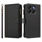 For ZTE Blade V70 Magnetic Closure 9 Card Slots Zipper Leather Case with Hand Strap(Black) - 2