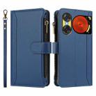 For ZTE Nubia Music 2 Magnetic Closure 9 Card Slots Zipper Leather Case with Hand Strap(Dark Blue) - 2