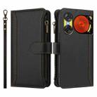 For ZTE Nubia Music 2 Magnetic Closure 9 Card Slots Zipper Leather Case with Hand Strap(Black) - 2