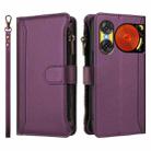For ZTE Nubia Music 2 Magnetic Closure 9 Card Slots Zipper Leather Case with Hand Strap(Purple) - 2