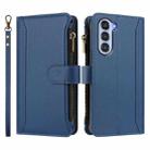 For ZTE Nubia S 5G A403ZT Magnetic Closure 9 Card Slots Zipper Leather Case with Hand Strap(Dark Blue) - 2