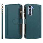 For ZTE Nubia S 5G A403ZT Magnetic Closure 9 Card Slots Zipper Leather Case with Hand Strap(Dark Green) - 2