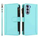 For ZTE Nubia S 5G A403ZT Magnetic Closure 9 Card Slots Zipper Leather Case with Hand Strap(Mint Green) - 2