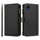 For ZTE Kantan Sumaho 4 A402ZT Magnetic Closure 9 Card Slots Zipper Leather Case with Hand Strap(Black) - 2