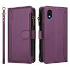 For ZTE Kantan Sumaho 4 A402ZT Magnetic Closure 9 Card Slots Zipper Leather Case with Hand Strap(Purple) - 2