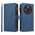 For ZTE Nubia Focus Pro 5G Magnetic Closure 9 Card Slots Zipper Leather Case with Hand Strap(Dark Blue) - 2