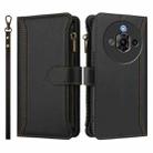 For ZTE Nubia Focus Pro 5G Magnetic Closure 9 Card Slots Zipper Leather Case with Hand Strap(Black) - 2