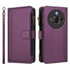 For ZTE Nubia Focus Pro 5G Magnetic Closure 9 Card Slots Zipper Leather Case with Hand Strap(Purple) - 2