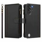 For ZTE Nubia Red Magic / 10 Pro / 10 Pro+ Magnetic Closure 9 Card Slots Zipper Leather Case with Hand Strap(Black) - 2