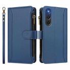 For ZTE Nubia Red Magic 10 Air Magnetic Closure 9 Card Slots Zipper Leather Case with Hand Strap(Dark Blue) - 2