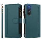 For ZTE Nubia Red Magic 10 Air Magnetic Closure 9 Card Slots Zipper Leather Case with Hand Strap(Dark Green) - 2