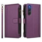 For ZTE Nubia Red Magic 10 Air Magnetic Closure 9 Card Slots Zipper Leather Case with Hand Strap(Purple) - 2