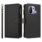 For Xiaomi Mi 11 Pro Magnetic Closure 9 Card Slots Zipper Leather Case with Hand Strap(Black) - 2