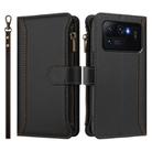 For Xiaomi Mi 11 Ultra Magnetic Closure 9 Card Slots Zipper Leather Case with Hand Strap(Black) - 2