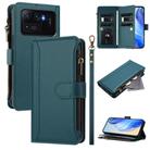 For Xiaomi Mi 11 Ultra Magnetic Closure 9 Card Slots Zipper Leather Case with Hand Strap(Dark Green) - 1