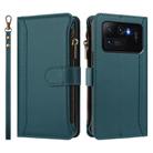 For Xiaomi Mi 11 Ultra Magnetic Closure 9 Card Slots Zipper Leather Case with Hand Strap(Dark Green) - 2
