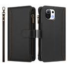 For Xiaomi Mi 11 Lite 4G / 5G Magnetic Closure 9 Card Slots Zipper Leather Case with Hand Strap(Black) - 2