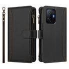 For Xiaomi 11T / 11T Pro Magnetic Closure 9 Card Slots Zipper Leather Case with Hand Strap(Black) - 2