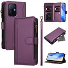 For Xiaomi 11T / 11T Pro Magnetic Closure 9 Card Slots Zipper Leather Case with Hand Strap(Purple) - 1
