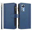 For Xiaomi 12 / 12X / 12S Magnetic Closure 9 Card Slots Zipper Leather Case with Hand Strap(Dark Blue) - 2