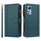 For Xiaomi 12 / 12X / 12S Magnetic Closure 9 Card Slots Zipper Leather Case with Hand Strap(Dark Green) - 2