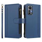 For Xiaomi 12 Lite Magnetic Closure 9 Card Slots Zipper Leather Case with Hand Strap(Dark Blue) - 2