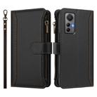 For Xiaomi 12 Lite Magnetic Closure 9 Card Slots Zipper Leather Case with Hand Strap(Black) - 2
