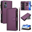 For Xiaomi 12 Lite Magnetic Closure 9 Card Slots Zipper Leather Case with Hand Strap(Purple) - 1