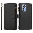 For Xiaomi 12 Pro / 12S Pro Magnetic Closure 9 Card Slots Zipper Leather Case with Hand Strap(Black) - 2