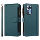 For Xiaomi 12 Pro / 12S Pro Magnetic Closure 9 Card Slots Zipper Leather Case with Hand Strap(Dark Green) - 2
