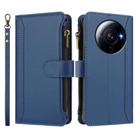 For Xiaomi 12S Ultra Magnetic Closure 9 Card Slots Zipper Leather Case with Hand Strap(Dark Blue) - 2