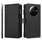 For Xiaomi 12S Ultra Magnetic Closure 9 Card Slots Zipper Leather Case with Hand Strap(Black) - 2