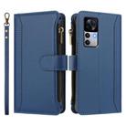 For Xiaomi 12T / 12T Pro / Redmi K50 Ultra Magnetic Closure 9 Card Slots Zipper Leather Case with Hand Strap(Dark Blue) - 2