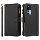 For Xiaomi 12T / 12T Pro / Redmi K50 Ultra Magnetic Closure 9 Card Slots Zipper Leather Case with Hand Strap(Black) - 2