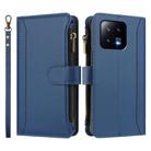 For Xiaomi 13 Magnetic Closure 9 Card Slots Zipper Leather Case with Hand Strap(Dark Blue) - 2