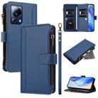 For Xiaomi 13 Lite / Civi 2 Magnetic Closure 9 Card Slots Zipper Leather Case with Hand Strap(Dark Blue) - 1