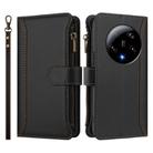 For Xiaomi 13 Ultra Magnetic Closure 9 Card Slots Zipper Leather Case with Hand Strap(Black) - 2