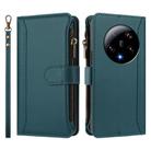 For Xiaomi 13 Ultra Magnetic Closure 9 Card Slots Zipper Leather Case with Hand Strap(Dark Green) - 2