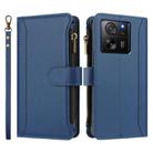 For Xiaomi 13T / 13T Pro / Redmi K60 Ultra Magnetic Closure 9 Card Slots Zipper Leather Case with Hand Strap(Dark Blue) - 2