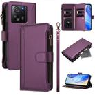 For Xiaomi 13T / 13T Pro / Redmi K60 Ultra Magnetic Closure 9 Card Slots Zipper Leather Case with Hand Strap(Purple) - 1