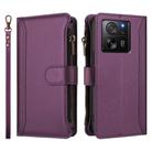 For Xiaomi 13T / 13T Pro / Redmi K60 Ultra Magnetic Closure 9 Card Slots Zipper Leather Case with Hand Strap(Purple) - 2