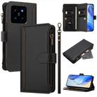 For Xiaomi 14 Magnetic Closure 9 Card Slots Zipper Leather Case with Hand Strap(Black) - 1