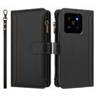 For Xiaomi 14 Magnetic Closure 9 Card Slots Zipper Leather Case with Hand Strap(Black) - 2