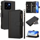 For Xiaomi 14 Pro Magnetic Closure 9 Card Slots Zipper Leather Case with Hand Strap(Black) - 1