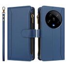 For Xiaomi 14 Ultra Magnetic Closure 9 Card Slots Zipper Leather Case with Hand Strap(Dark Blue) - 2